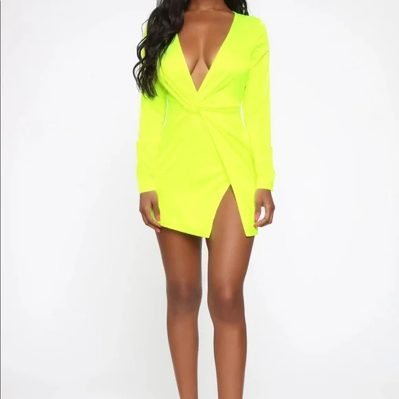 neon yellow shirt dress Fashion Nova | Dresses | Silk Neon Yellow Shirt Dress